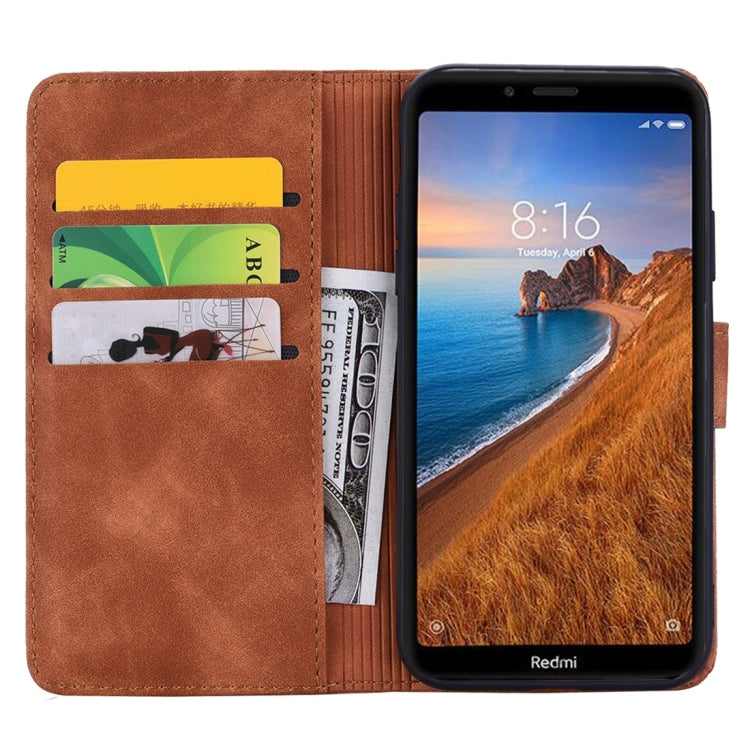 For Xiaomi Redmi 7A Calf Pattern Diamond Mandala Double Folding Design Embossed Leather Case with Wallet & Holder & Card Slots