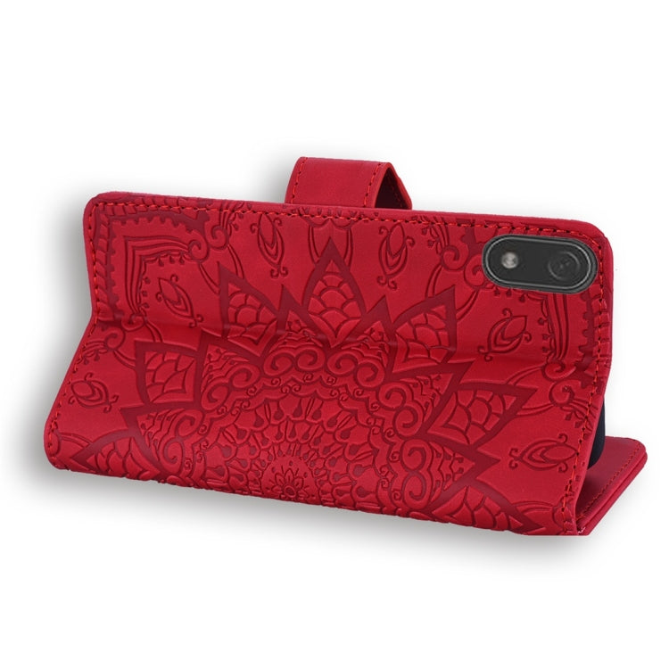 For Xiaomi Redmi 7A Calf Pattern Diamond Mandala Double Folding Design Embossed Leather Case with Wallet & Holder & Card Slots