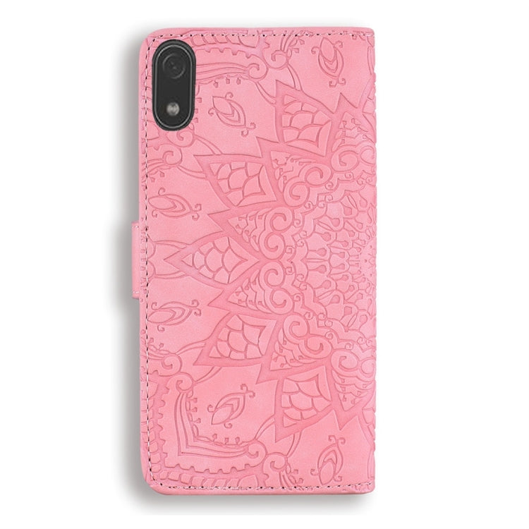 For Xiaomi Redmi 7A Calf Pattern Diamond Mandala Double Folding Design Embossed Leather Case with Wallet & Holder & Card Slots
