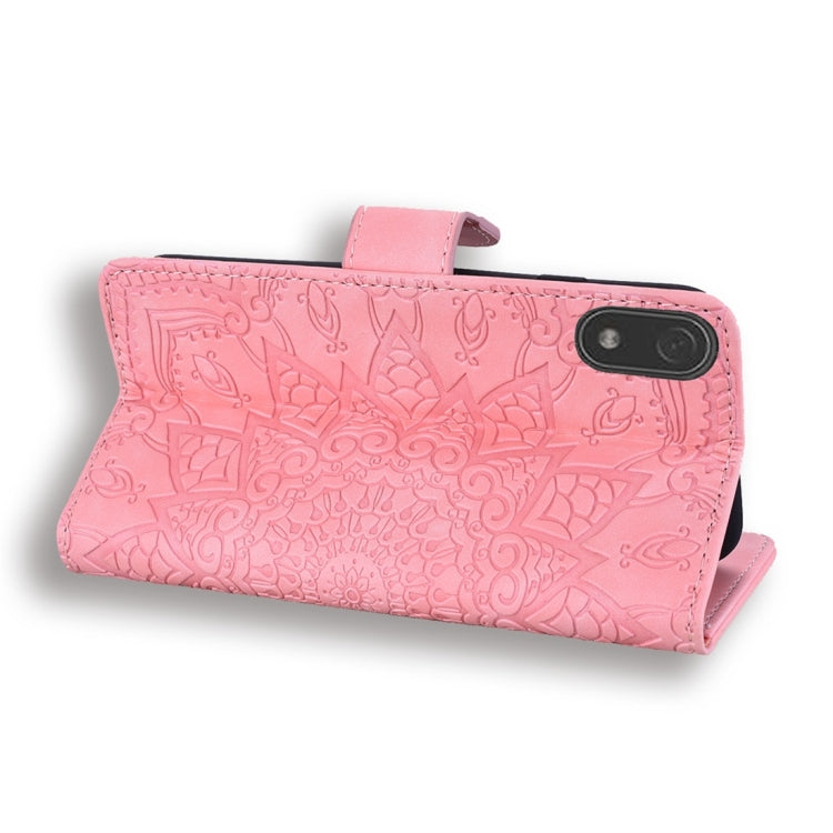 For Xiaomi Redmi 7A Calf Pattern Diamond Mandala Double Folding Design Embossed Leather Case with Wallet & Holder & Card Slots