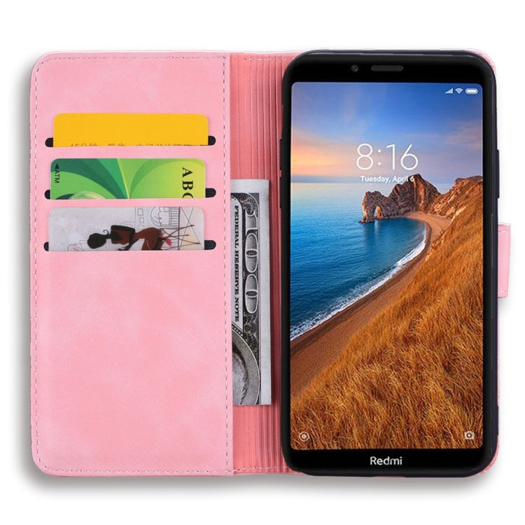 For Xiaomi Redmi 7A Calf Pattern Diamond Mandala Double Folding Design Embossed Leather Case with Wallet & Holder & Card Slots