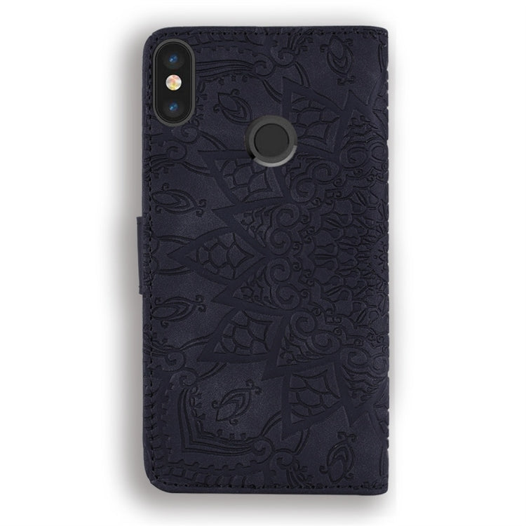 For Xiaomi Redmi Note 6 / Note 6 Pro Calf Pattern Diamond Mandala Double Folding Design Embossed Leather Case with Wallet & Holder & Card Slots