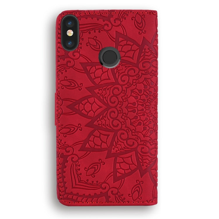 For Xiaomi Redmi Note 6 / Note 6 Pro Calf Pattern Diamond Mandala Double Folding Design Embossed Leather Case with Wallet & Holder & Card Slots
