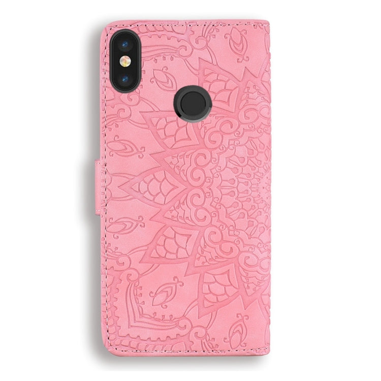 For Xiaomi Redmi Note 6 / Note 6 Pro Calf Pattern Diamond Mandala Double Folding Design Embossed Leather Case with Wallet & Holder & Card Slots