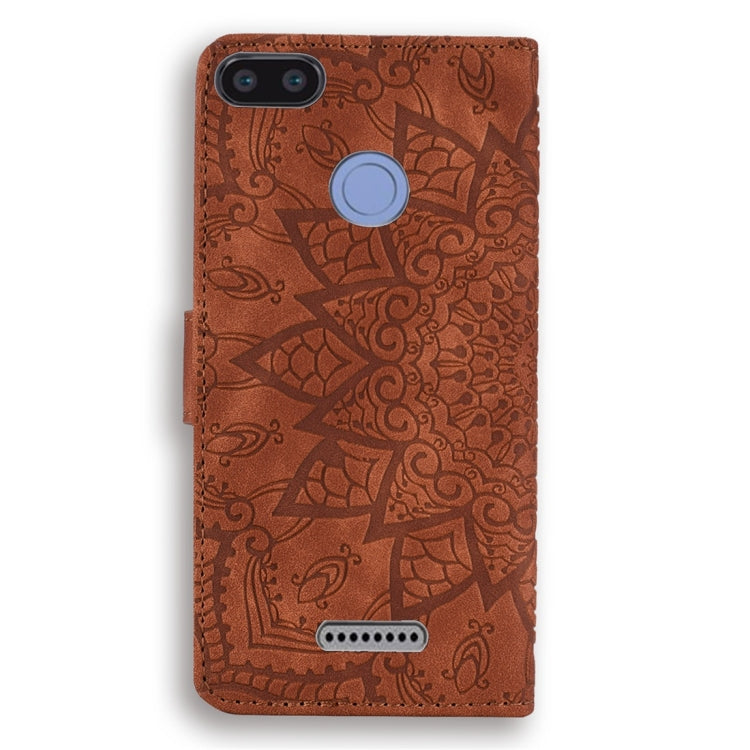 For Xiaomi Redmi 6 / 6A Calf Pattern Diamond Mandala Double Folding Design Embossed Leather Case with Wallet & Holder & Card Slots