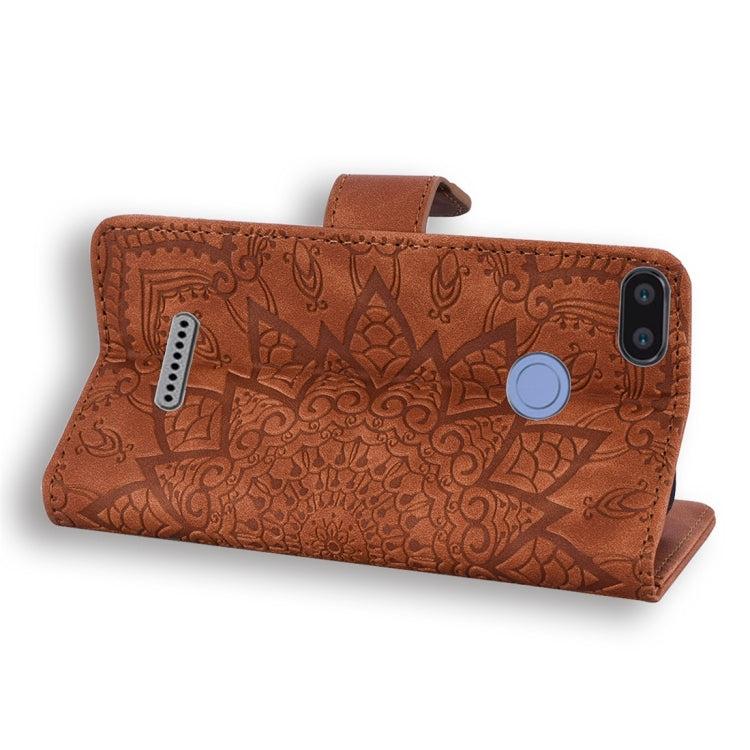 For Xiaomi Redmi 6 / 6A Calf Pattern Diamond Mandala Double Folding Design Embossed Leather Case with Wallet & Holder & Card Slots