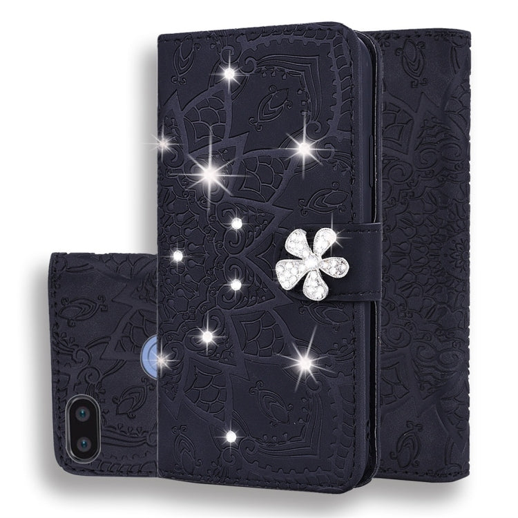 For Xiaomi Redmi 6 / 6A Calf Pattern Diamond Mandala Double Folding Design Embossed Leather Case with Wallet & Holder & Card Slots