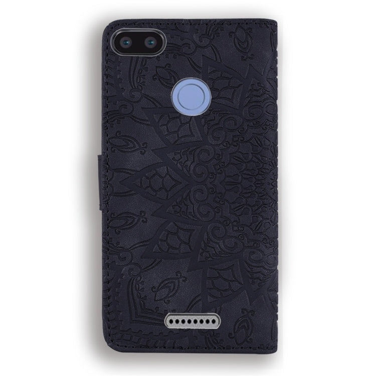 For Xiaomi Redmi 6 / 6A Calf Pattern Diamond Mandala Double Folding Design Embossed Leather Case with Wallet & Holder & Card Slots