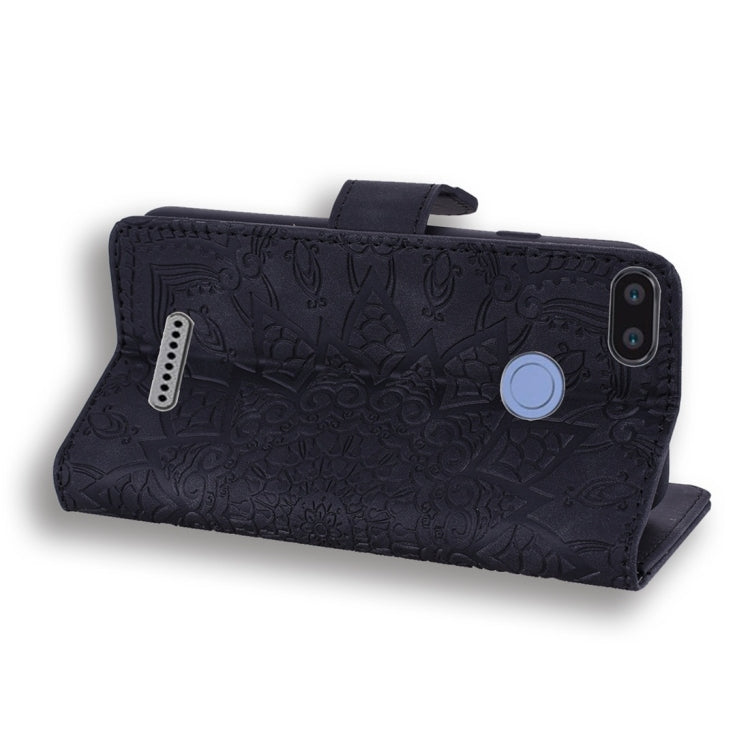 For Xiaomi Redmi 6 / 6A Calf Pattern Diamond Mandala Double Folding Design Embossed Leather Case with Wallet & Holder & Card Slots