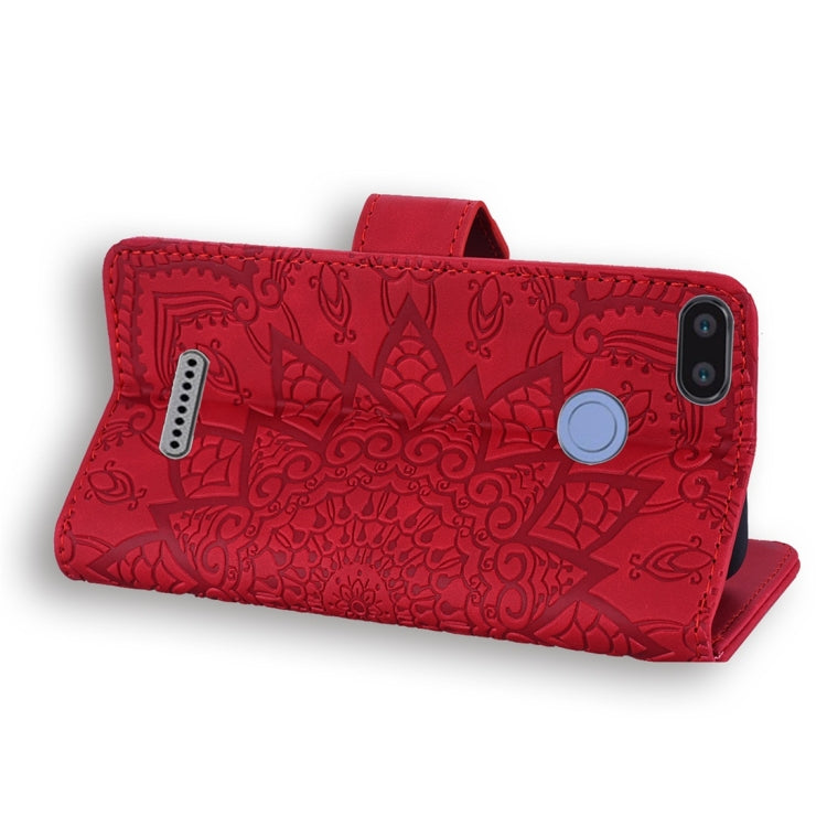 For Xiaomi Redmi 6 / 6A Calf Pattern Diamond Mandala Double Folding Design Embossed Leather Case with Wallet & Holder & Card Slots