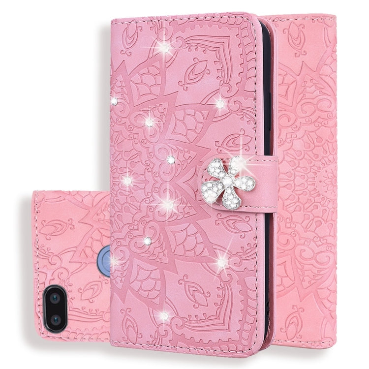 For Xiaomi Redmi 6 / 6A Calf Pattern Diamond Mandala Double Folding Design Embossed Leather Case with Wallet & Holder & Card Slots
