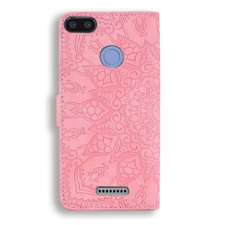 For Xiaomi Redmi 6 / 6A Calf Pattern Diamond Mandala Double Folding Design Embossed Leather Case with Wallet & Holder & Card Slots