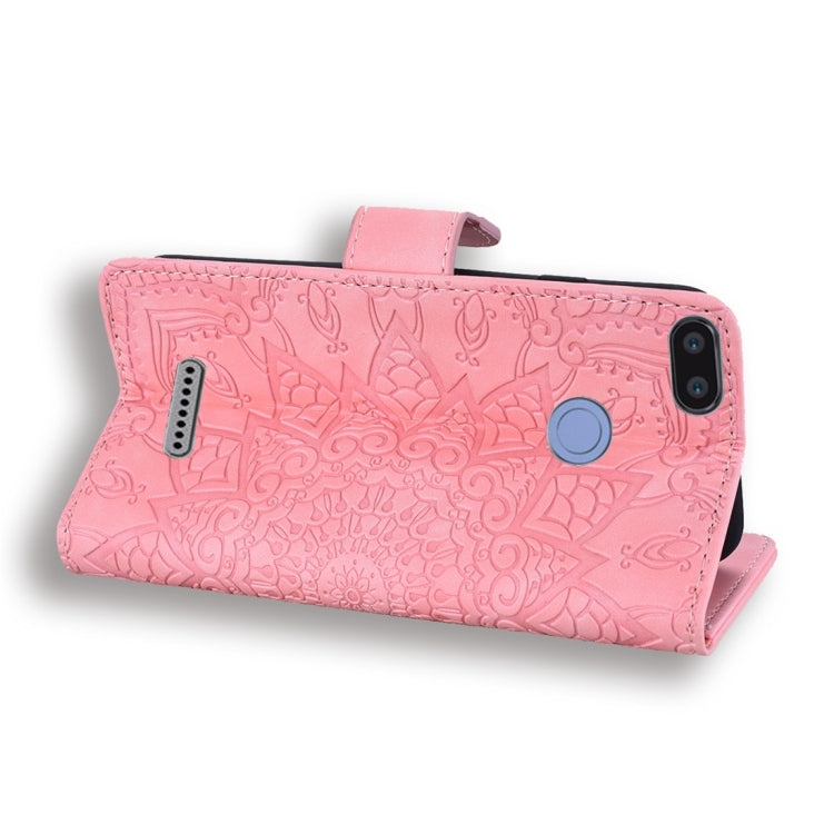 For Xiaomi Redmi 6 / 6A Calf Pattern Diamond Mandala Double Folding Design Embossed Leather Case with Wallet & Holder & Card Slots