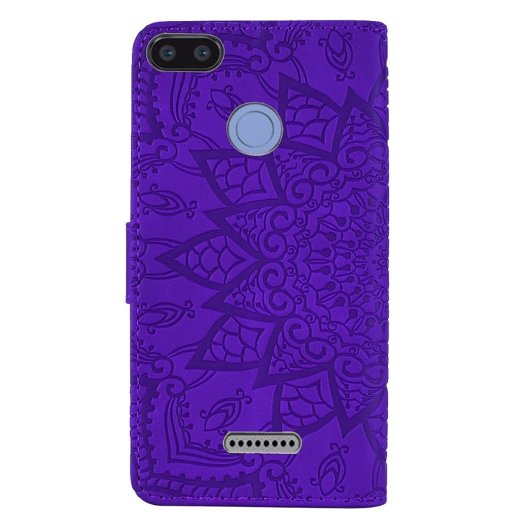 For Xiaomi Redmi 6 / 6A Calf Pattern Diamond Mandala Double Folding Design Embossed Leather Case with Wallet & Holder & Card Slots