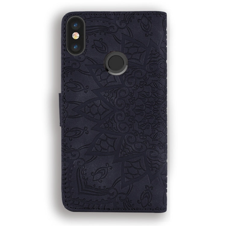 For Xiaomi Redmi 6 Pro Calf Pattern Diamond Mandala Double Folding Design Embossed Leather Case with Wallet & Holder & Card Slots