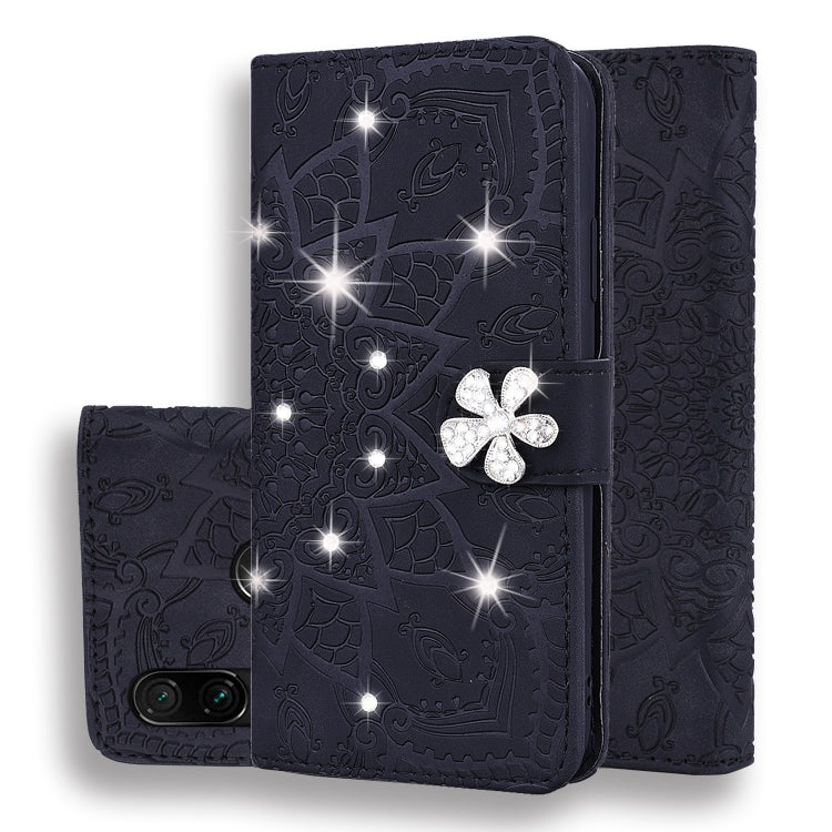 For Xiaomi Redmi 7 / Y3 Calf Pattern Diamond Mandala Double Folding Design Embossed Leather Case with Wallet & Holder & Card Slots