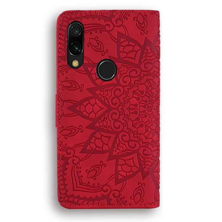 For Xiaomi Redmi 7 / Y3 Calf Pattern Diamond Mandala Double Folding Design Embossed Leather Case with Wallet & Holder & Card Slots