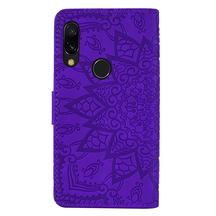 For Xiaomi Redmi 7 / Y3 Calf Pattern Diamond Mandala Double Folding Design Embossed Leather Case with Wallet & Holder & Card Slots