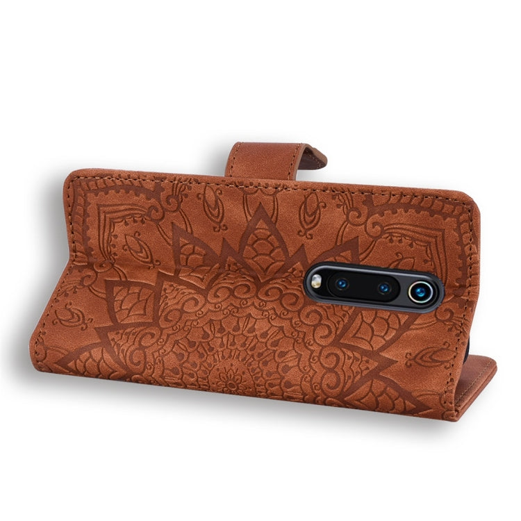 For Xiaomi Redmi K20 / K20 Pro Calf Pattern Diamond Mandala Double Folding Design Embossed Leather Case with Wallet & Holder & Card Slots