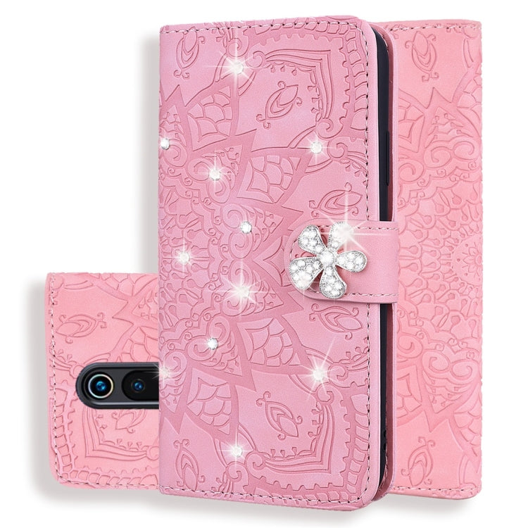 For Xiaomi Redmi K20 / K20 Pro Calf Pattern Diamond Mandala Double Folding Design Embossed Leather Case with Wallet & Holder & Card Slots