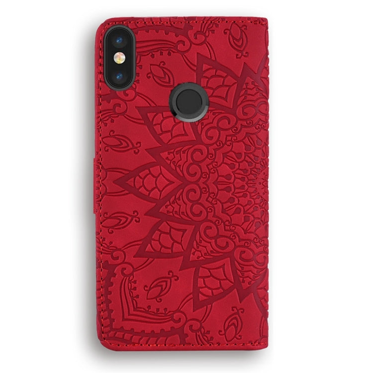 For Xiaomi Redmi Note 5 Pro / Note 5 (Global Official Version) Calf Pattern Diamond Mandala Double Folding Design Embossed Leather Case with Wallet & Holder & Card Slots