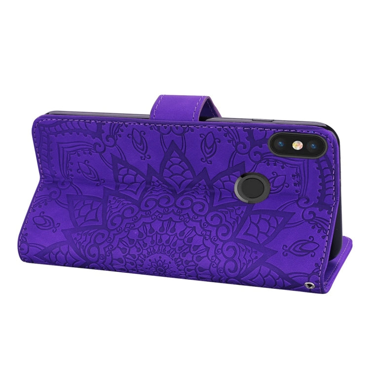 For Xiaomi Redmi Note 5 Pro / Note 5 (Global Official Version) Calf Pattern Diamond Mandala Double Folding Design Embossed Leather Case with Wallet & Holder & Card Slots