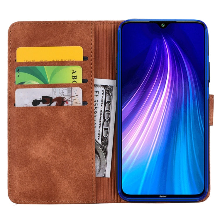 For Xiaomi Redmi Note 8 Calf Pattern Diamond Mandala Double Folding Design Embossed Leather Case with Wallet & Holder & Card Slots