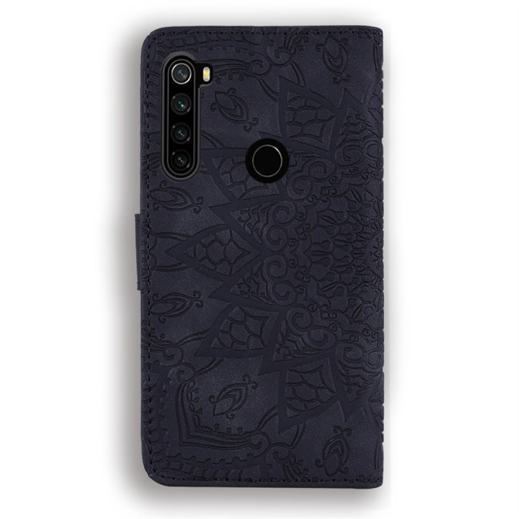 For Xiaomi Redmi Note 8 Calf Pattern Diamond Mandala Double Folding Design Embossed Leather Case with Wallet & Holder & Card Slots