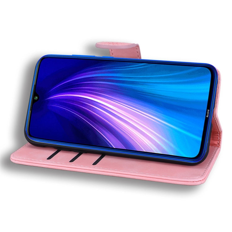 For Xiaomi Redmi Note 8 Calf Pattern Diamond Mandala Double Folding Design Embossed Leather Case with Wallet & Holder & Card Slots