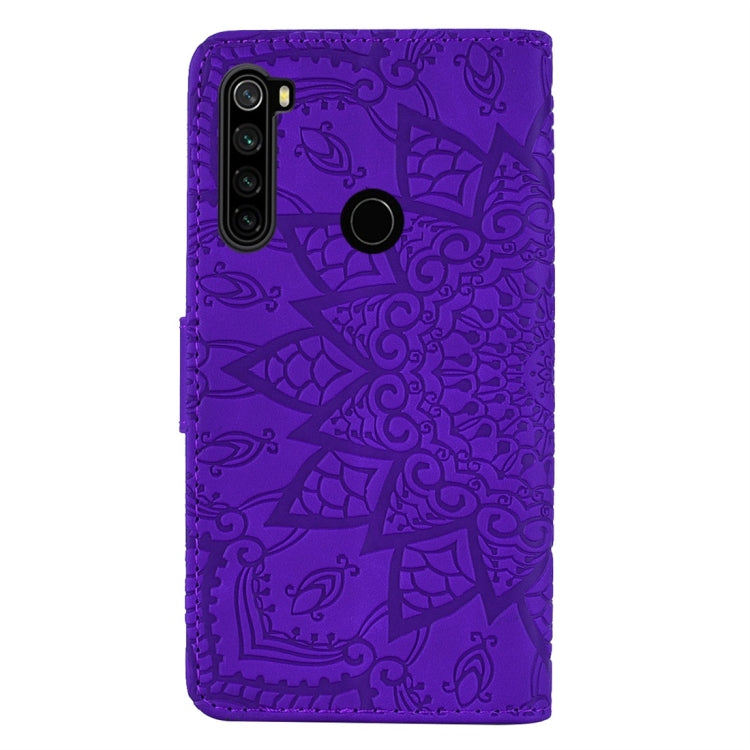 For Xiaomi Redmi Note 8 Calf Pattern Diamond Mandala Double Folding Design Embossed Leather Case with Wallet & Holder & Card Slots