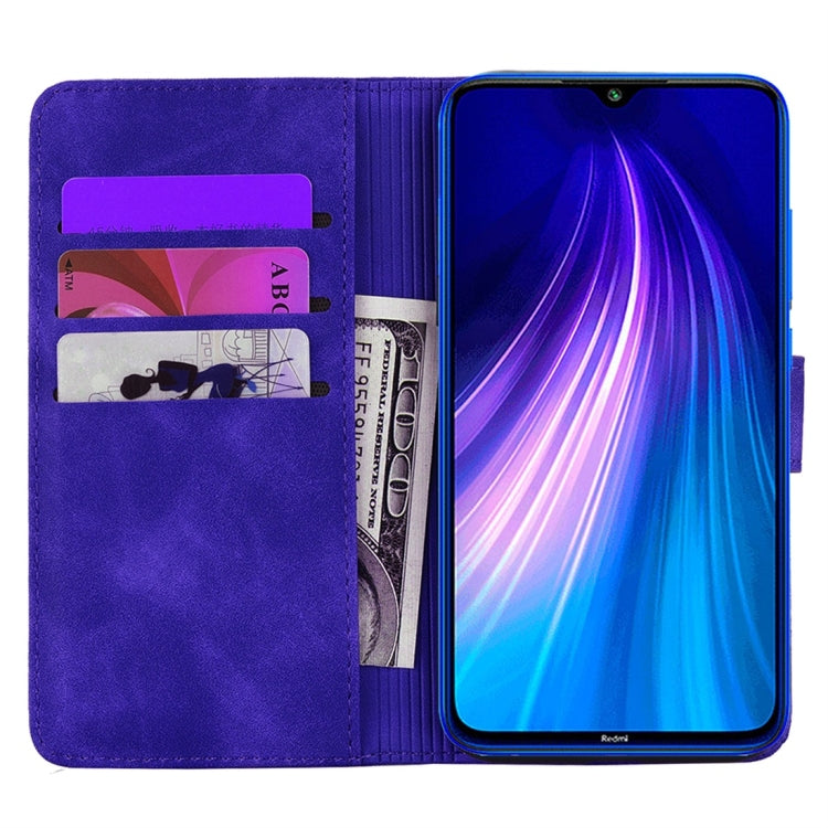 For Xiaomi Redmi Note 8 Calf Pattern Diamond Mandala Double Folding Design Embossed Leather Case with Wallet & Holder & Card Slots