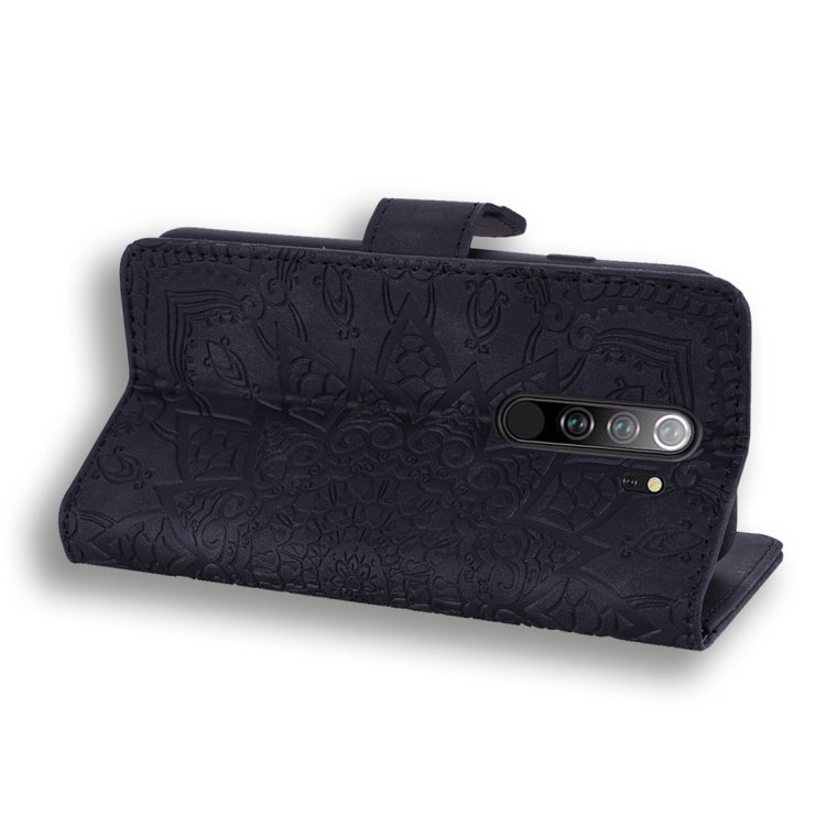 For Xiaomi Redmi Note 8 Pro Calf Pattern Diamond Mandala Double Folding Design Embossed Leather Case with Wallet & Holder & Card Slots