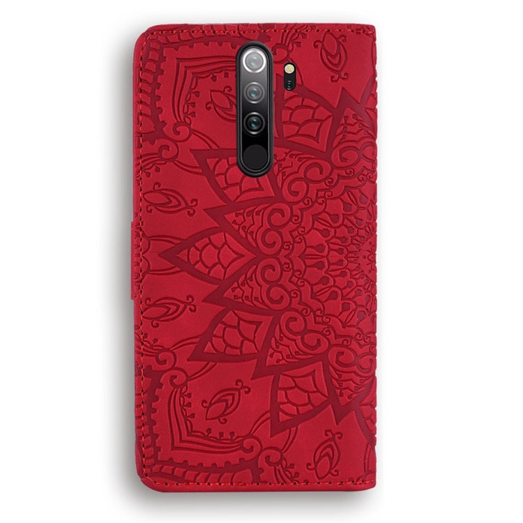 For Xiaomi Redmi Note 8 Pro Calf Pattern Diamond Mandala Double Folding Design Embossed Leather Case with Wallet & Holder & Card Slots