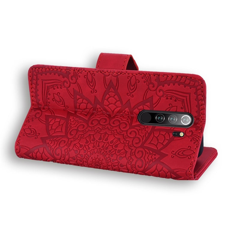 For Xiaomi Redmi Note 8 Pro Calf Pattern Diamond Mandala Double Folding Design Embossed Leather Case with Wallet & Holder & Card Slots