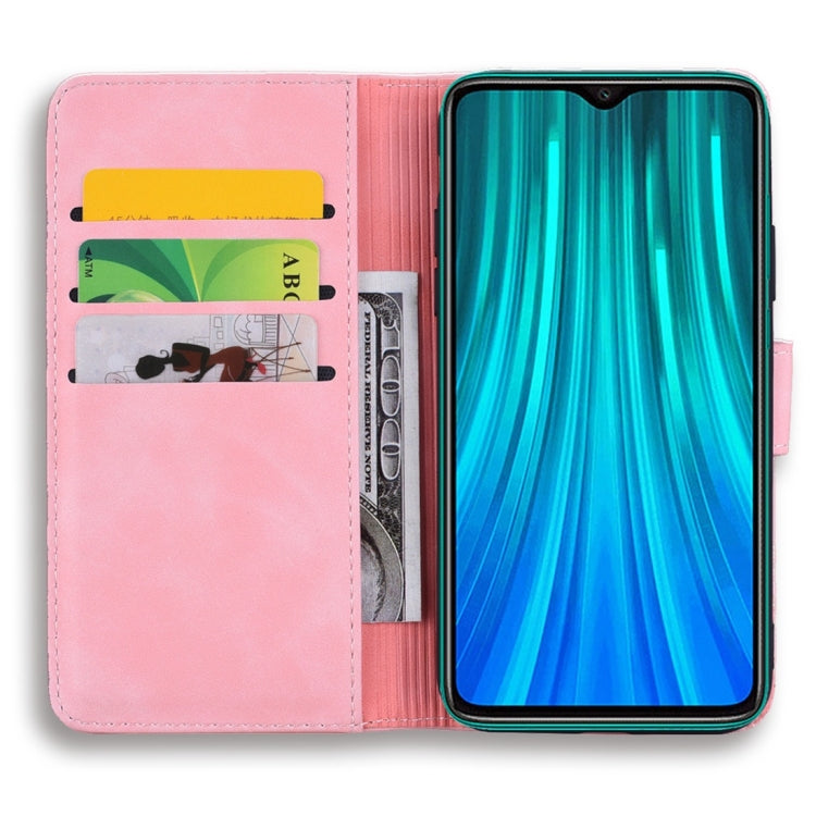 For Xiaomi Redmi Note 8 Pro Calf Pattern Diamond Mandala Double Folding Design Embossed Leather Case with Wallet & Holder & Card Slots