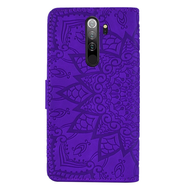 For Xiaomi Redmi Note 8 Pro Calf Pattern Diamond Mandala Double Folding Design Embossed Leather Case with Wallet & Holder & Card Slots