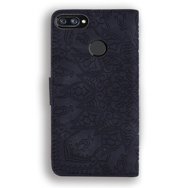For Xiaomi Mi 8 Lite Calf Pattern Diamond Mandala Double Folding Design Embossed Leather Case with Wallet & Holder & Card Slots