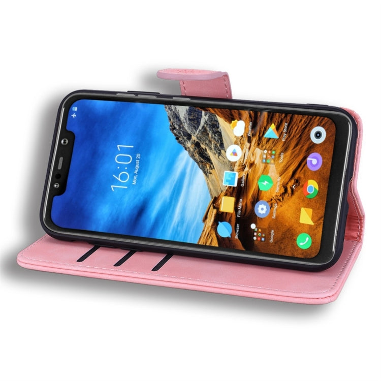 For Xiaomi Pocophone F1 Calf Pattern Diamond Mandala Double Folding Design Embossed Leather Case with Wallet & Holder & Card Slots