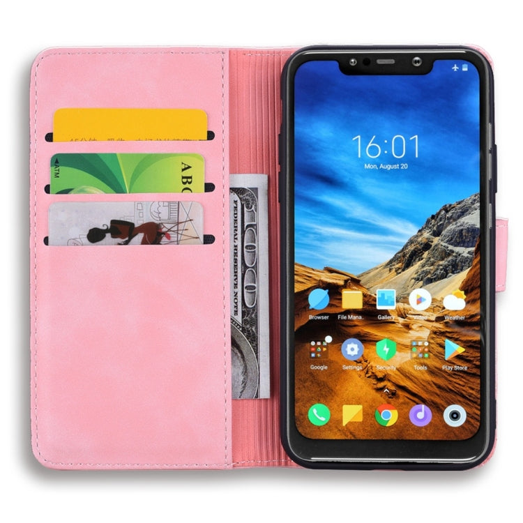 For Xiaomi Pocophone F1 Calf Pattern Diamond Mandala Double Folding Design Embossed Leather Case with Wallet & Holder & Card Slots