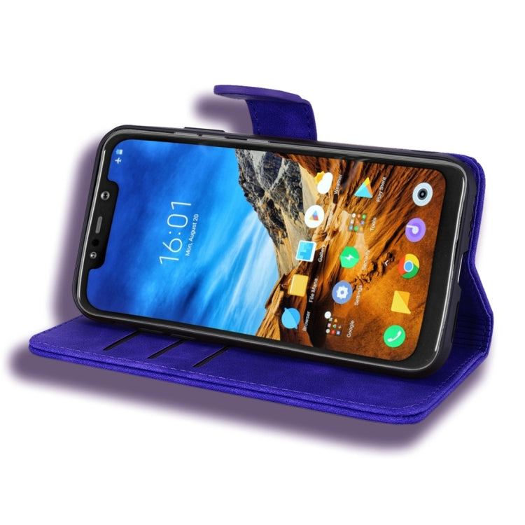 For Xiaomi Pocophone F1 Calf Pattern Diamond Mandala Double Folding Design Embossed Leather Case with Wallet & Holder & Card Slots