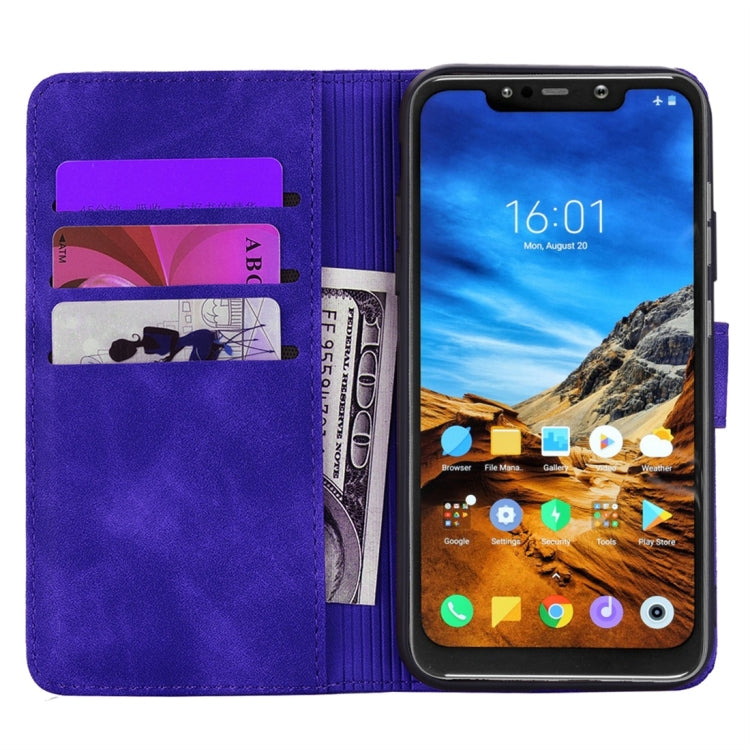For Xiaomi Pocophone F1 Calf Pattern Diamond Mandala Double Folding Design Embossed Leather Case with Wallet & Holder & Card Slots