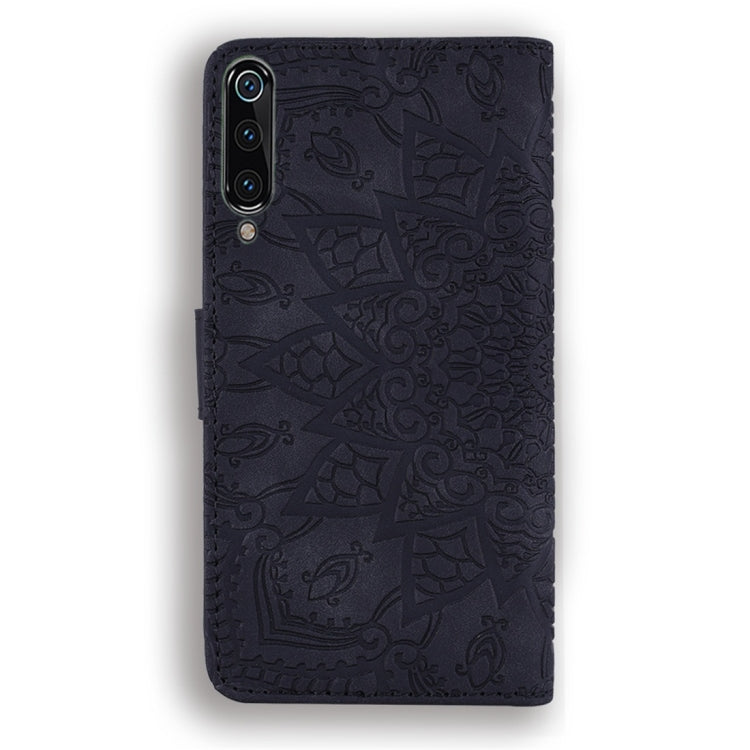 For Xiaomi Mi 9 Calf Pattern Diamond Mandala Double Folding Design Embossed Leather Case with Wallet & Holder & Card Slots