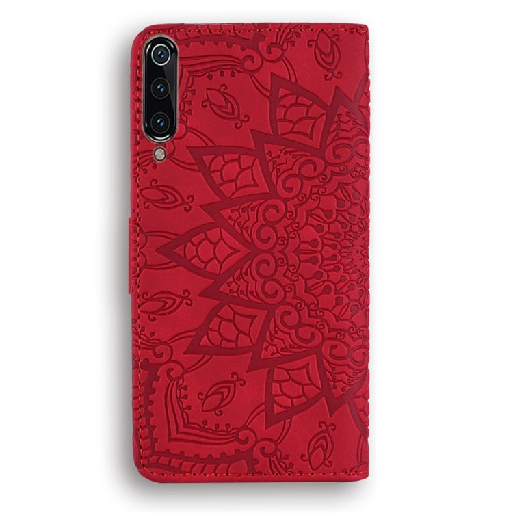 For Xiaomi Mi 9 Calf Pattern Diamond Mandala Double Folding Design Embossed Leather Case with Wallet & Holder & Card Slots