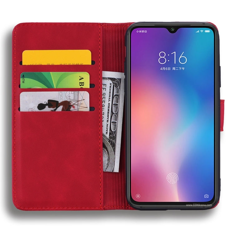 For Xiaomi Mi 9 Calf Pattern Diamond Mandala Double Folding Design Embossed Leather Case with Wallet & Holder & Card Slots