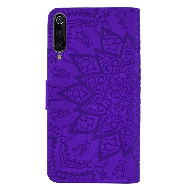 For Xiaomi Mi 9 Calf Pattern Diamond Mandala Double Folding Design Embossed Leather Case with Wallet & Holder & Card Slots