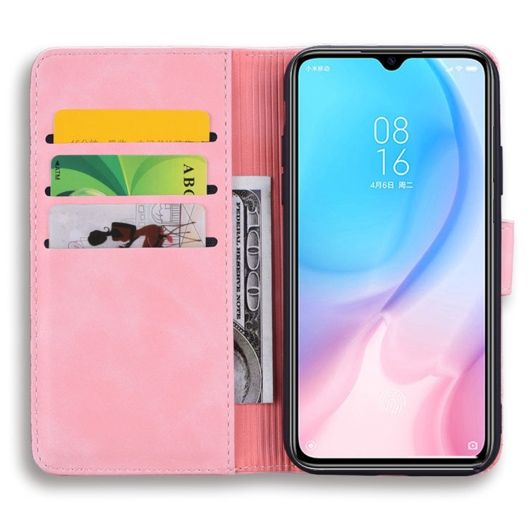 For Xiaomi Mi A3 / Mi CC9e Calf Pattern Diamond Mandala Double Folding Design Embossed Leather Case with Wallet & Holder & Card Slots