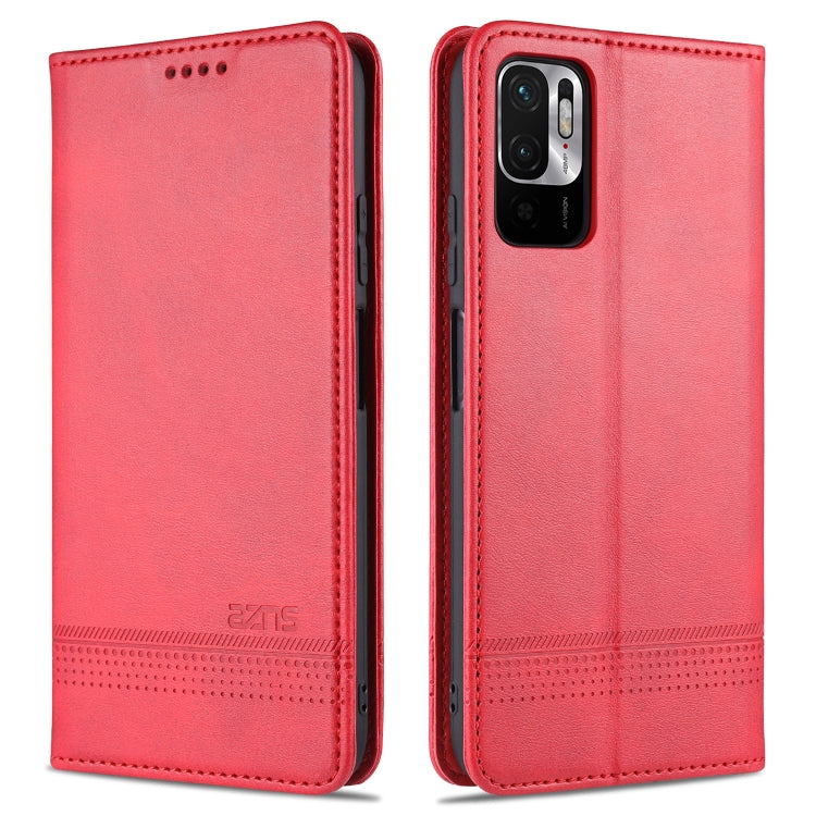 For Xiaomi Redmi Note 10 5G AZNS Magnetic Calf Texture Horizontal Flip Leather Case with Card Slots & Holder & Wallet