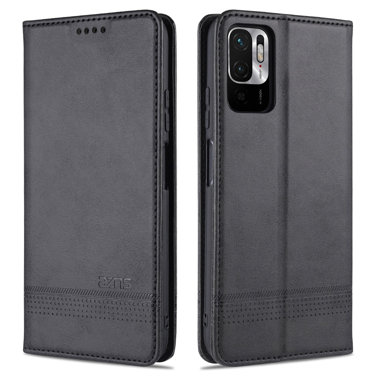 For Xiaomi Redmi Note 10 5G AZNS Magnetic Calf Texture Horizontal Flip Leather Case with Card Slots & Holder & Wallet