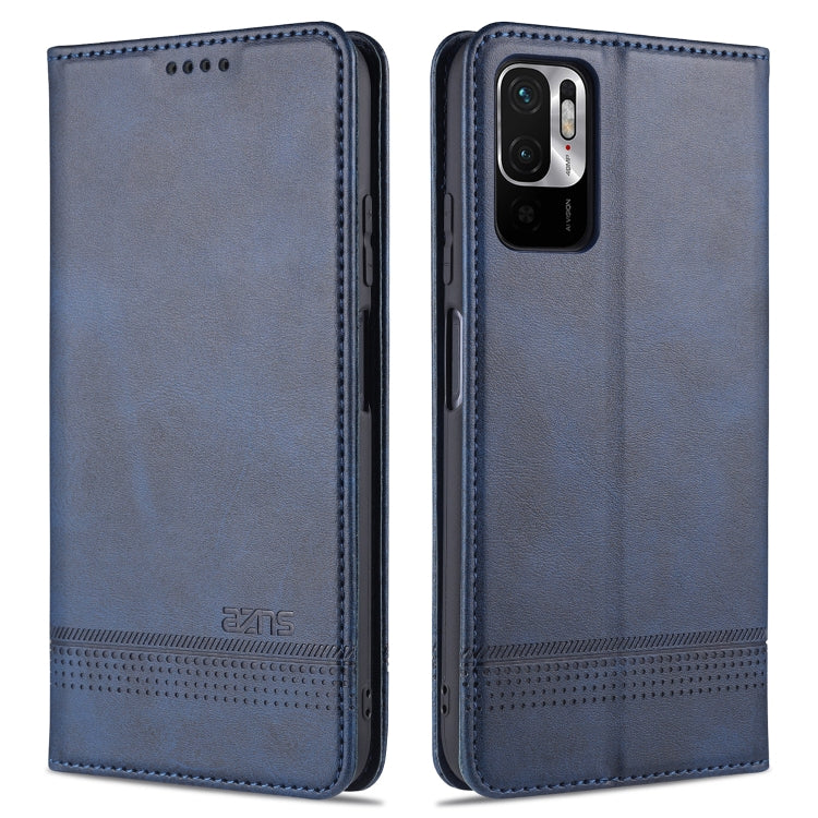 For Xiaomi Redmi Note 10 5G AZNS Magnetic Calf Texture Horizontal Flip Leather Case with Card Slots & Holder & Wallet