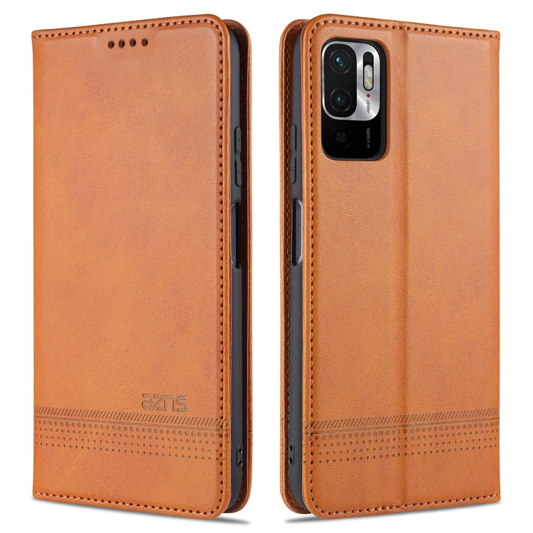 For Xiaomi Redmi Note 10 5G AZNS Magnetic Calf Texture Horizontal Flip Leather Case with Card Slots & Holder & Wallet